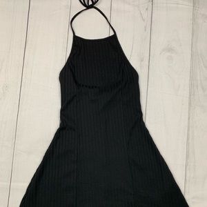 Forever 21 small black string halter flare dress
